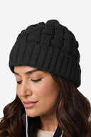 Mobile Warming Technology Hat Heated Cable Knit Beanie - Black Heated Clothing
