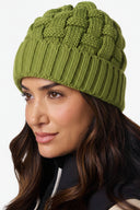 Mobile Warming Technology Hat Heated Cable Knit Beanie - Green Heated Clothing