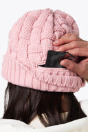 Mobile Warming Technology Hat Heated Cable Knit Beanie - Pink Heated Clothing - product view 6